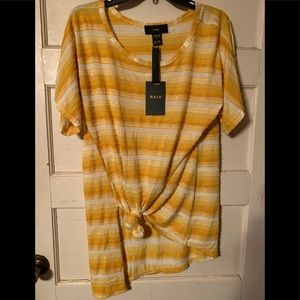 Rain yellow striped asymmetrical shirt